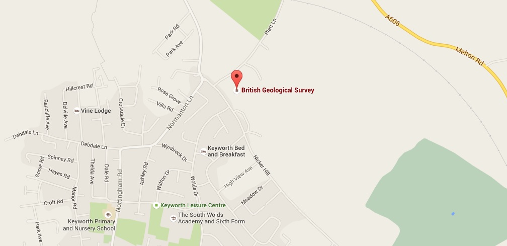 Location of BGS in Keyworth (Google Maps)