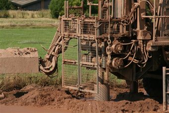 Royal Engineers drilling the investigative borehole at the GTB